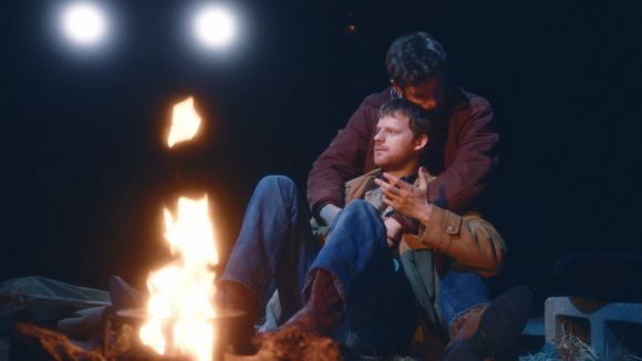 Mike Faist and Lucas Hedges in Brokeback Mountain @sohoplace, sitting next to the campfire