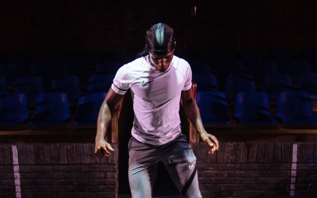 Kedar Williams-Stirling (Bilal) in Red Pitch at Bush Theatre. Photo credit Helen Murray